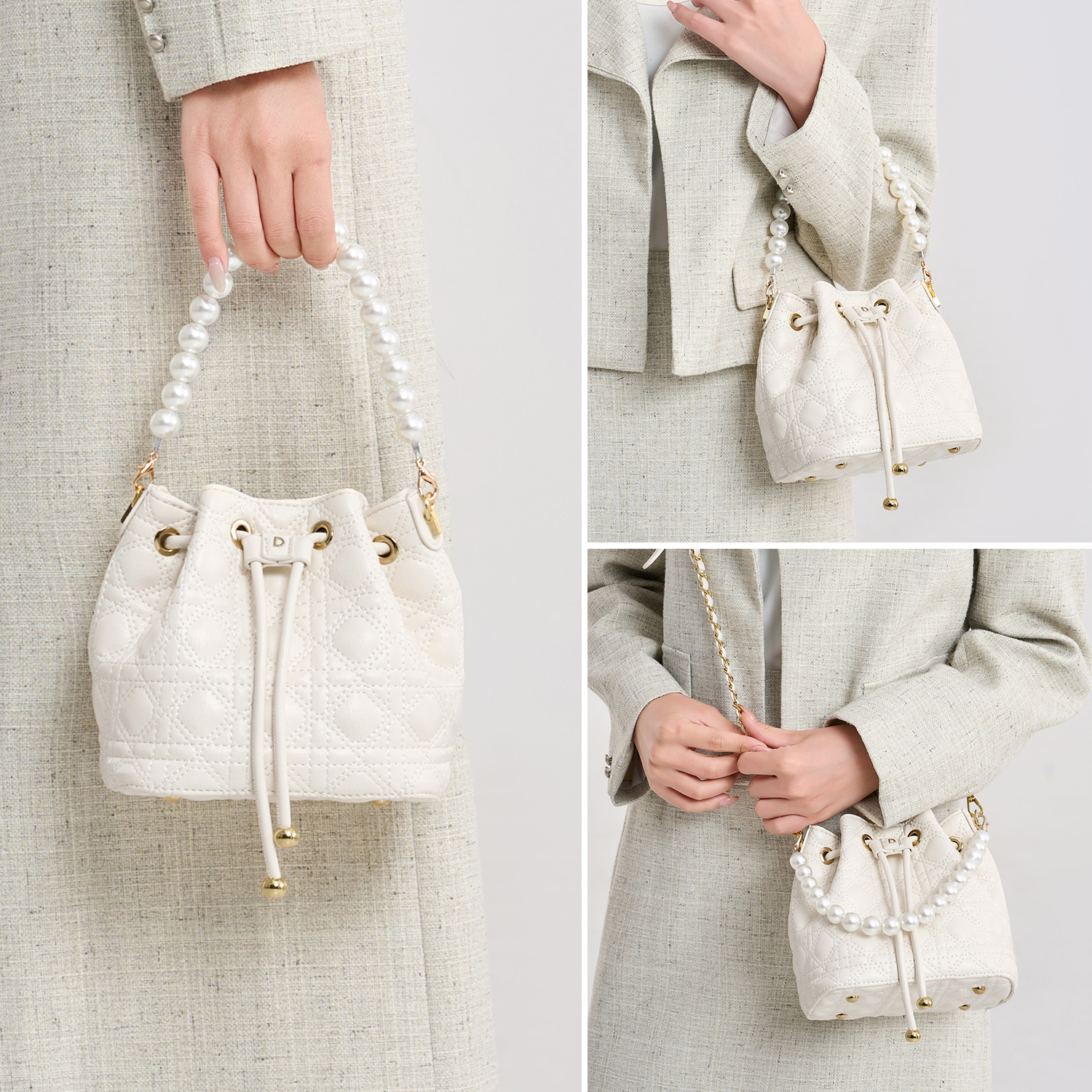 Chain Crossbody Quilted - New pearl chain shoulder bag quilted