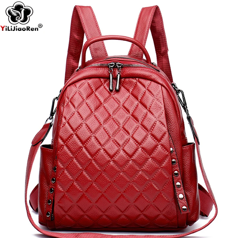 Genuine Leather Backpack - Genuine Leather Rucksack Women Shoulder Bag
