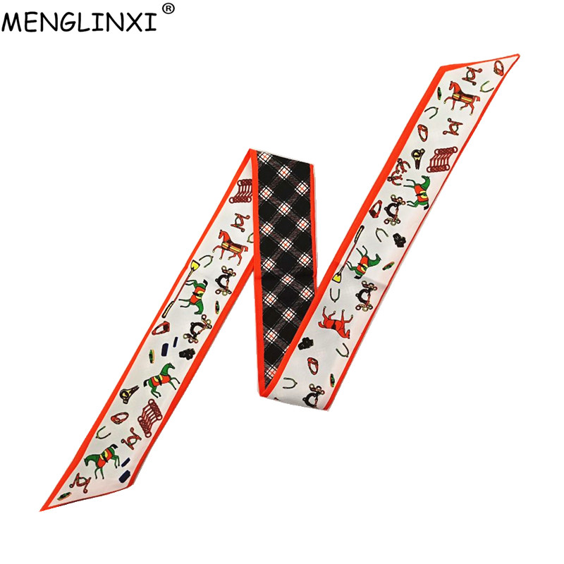 Luxury Bags Store - Horse Plaid Skinny Scarf Women Bag