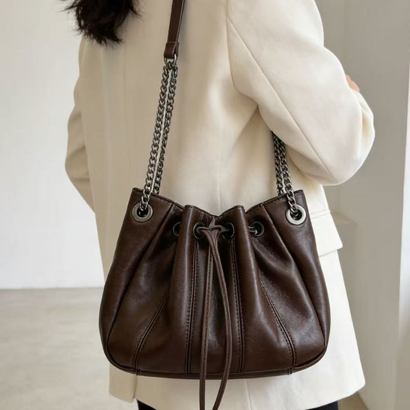 Chain Crossbody Quilted - Fashion Drawstring Bucket Bag Luxury Quilting
