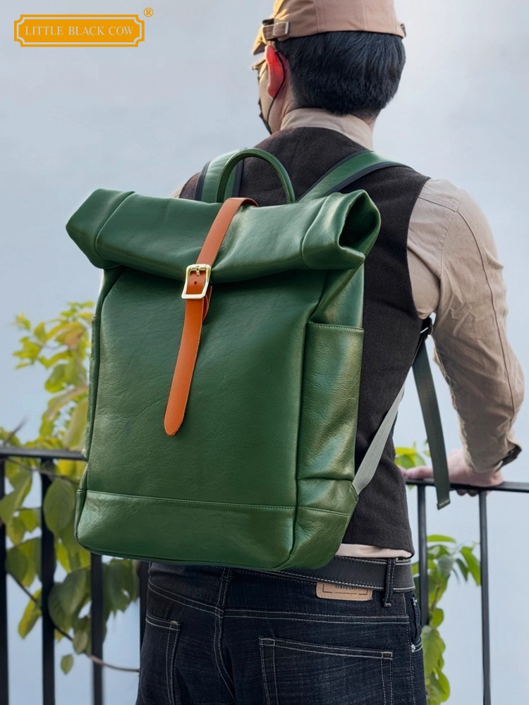 Large Capacity Mens Genuine Le - Genuine Leather Backpack บทวิจารณ์และราคา