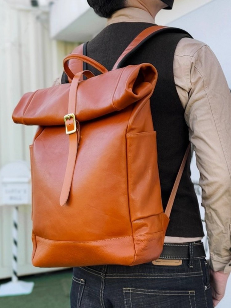 Large Capacity Mens Genuine Le - Genuine Leather Backpack บทวิจารณ์และราคา