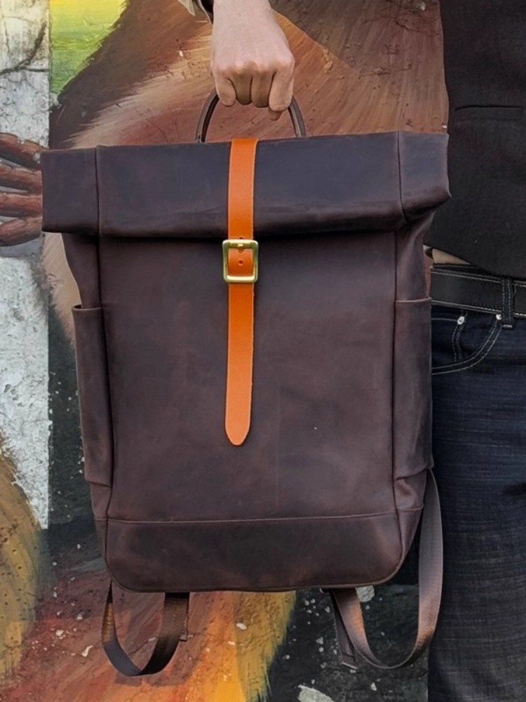 Large Capacity Mens Genuine Le - Genuine Leather Backpack บทวิจารณ์และราคา