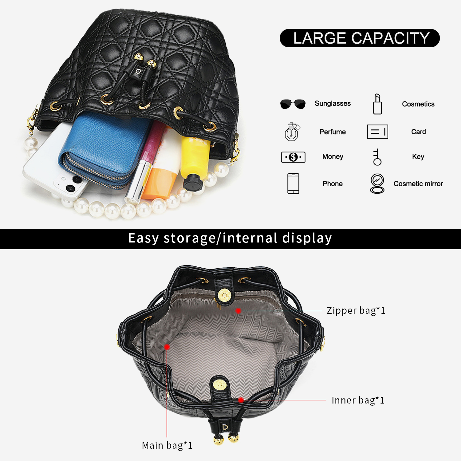 New pearl chain shoulder bag q - Chain Crossbody Quilted บทวิจารณ์และราคา