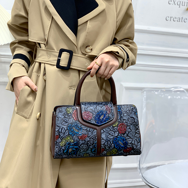 Vintage Floral Embossed Boston - Luxury Bags Vegan Leather บทวิจารณ์และราคา