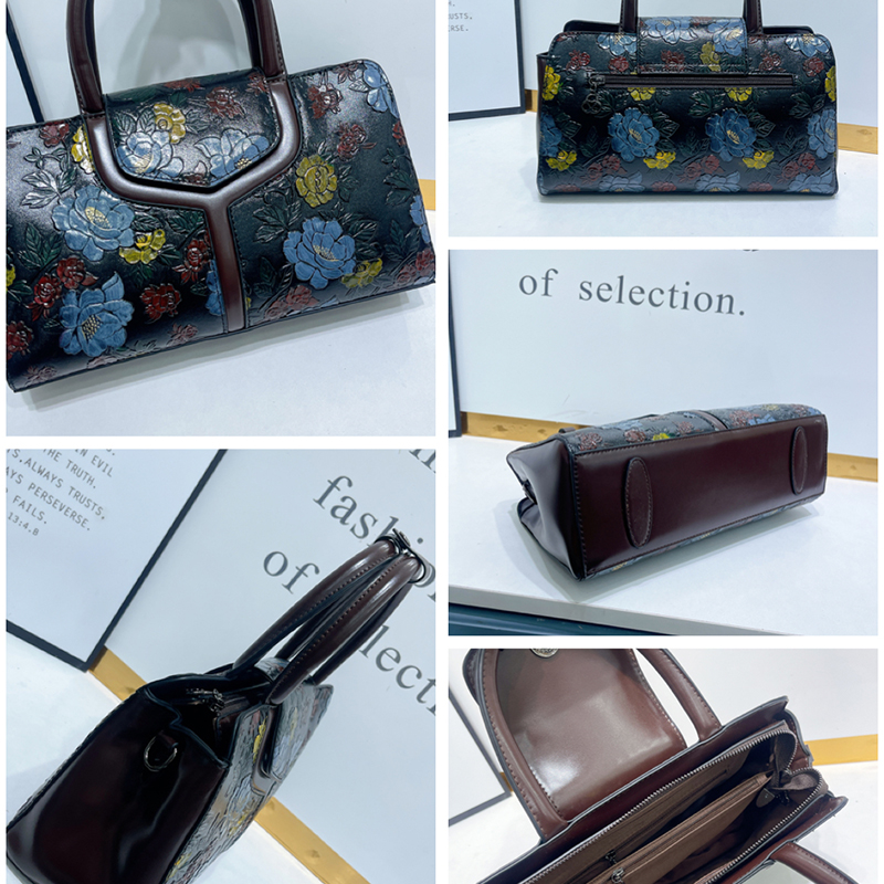 Vintage Floral Embossed Boston - Luxury Bags Vegan Leather บทวิจารณ์และราคา