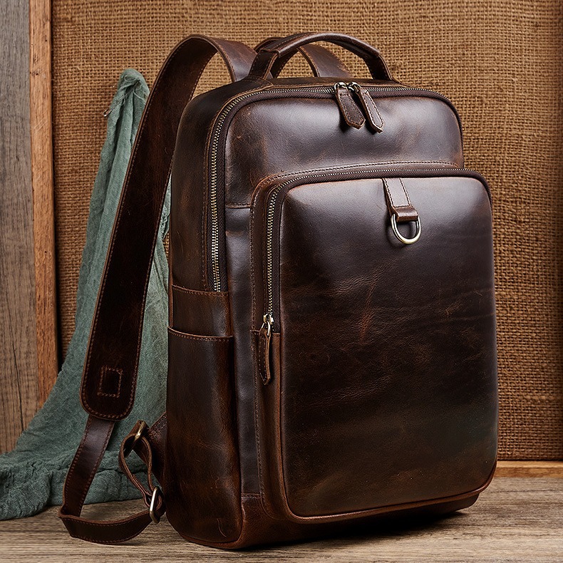 Men's Top Grain Waxed Leather  - Genuine Leather Backpack บทวิจารณ์และราคา