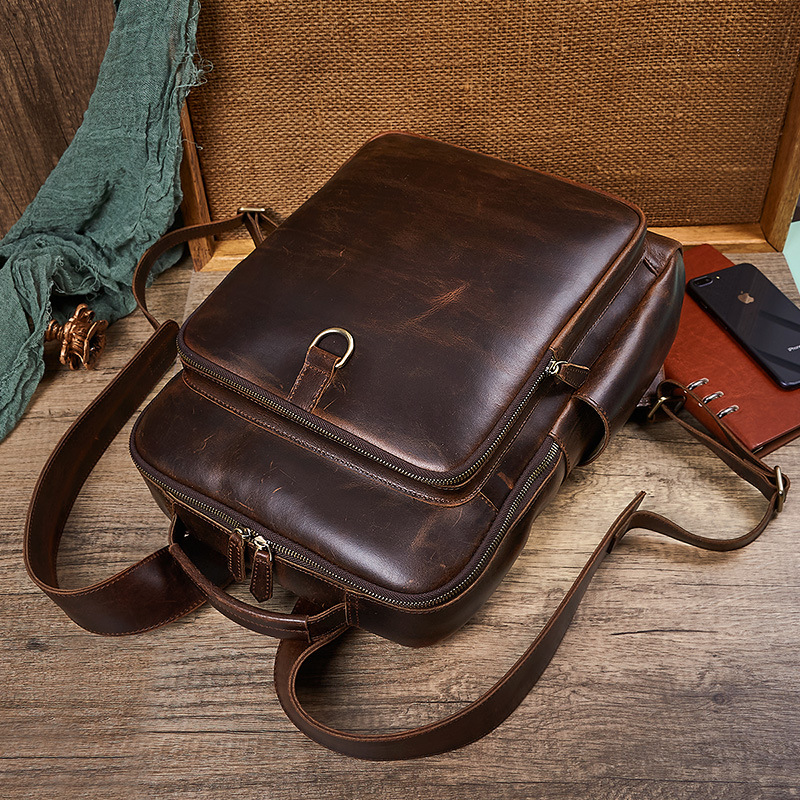 Men's Top Grain Waxed Leather  - Genuine Leather Backpack บทวิจารณ์และราคา
