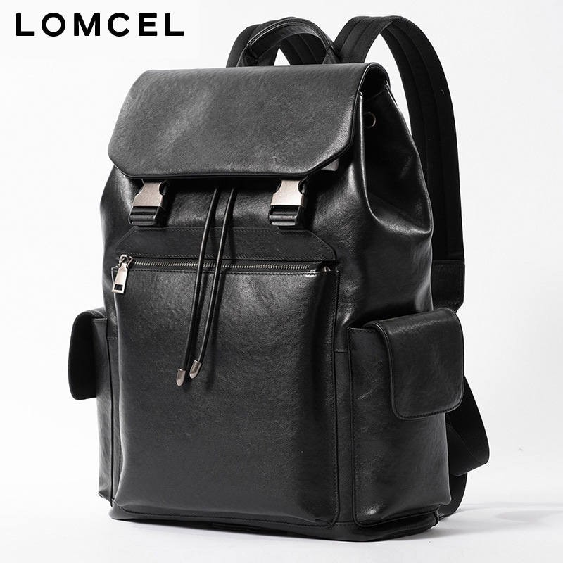 LOMCEL Leather men's business  - Genuine Leather Backpack บทวิจารณ์และราคา