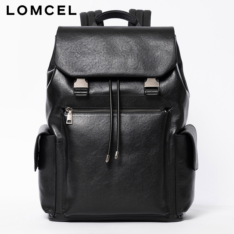 LOMCEL Leather men's business  - Genuine Leather Backpack บทวิจารณ์และราคา