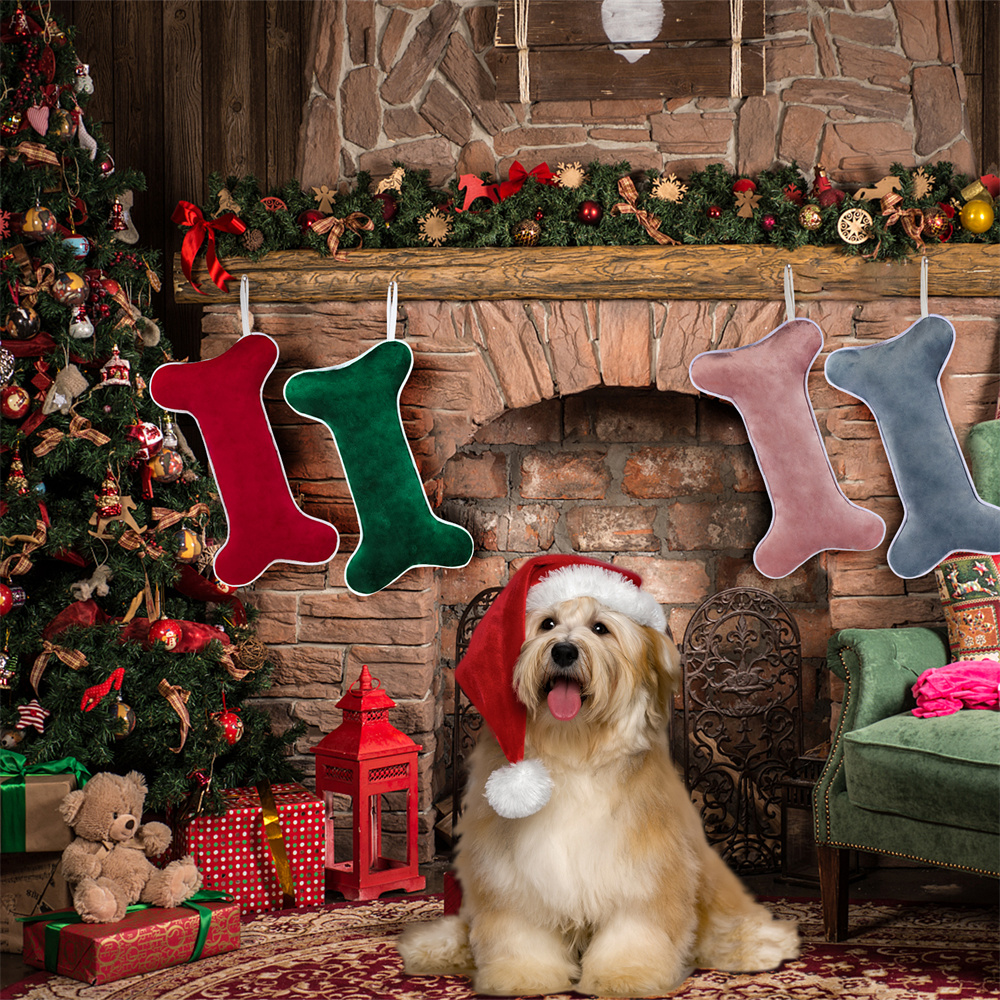 Velvet Dog Christmas Stocking  - Luxury Xmas Bags บทวิจารณ์และราคา