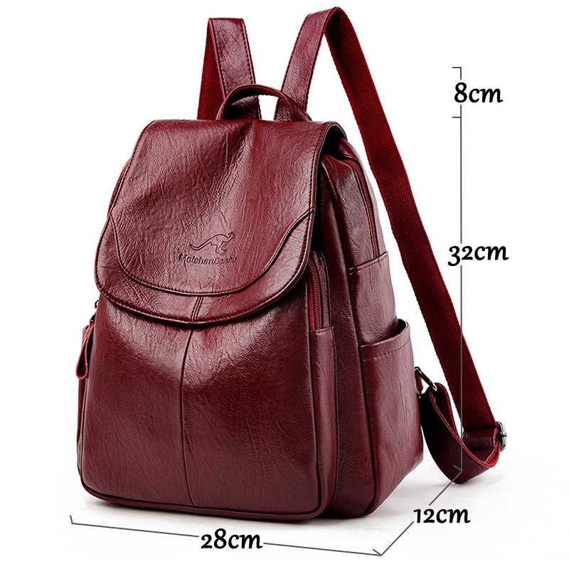 9 Color Women Soft Leather Bac - Genuine Leather Backpack บทวิจารณ์และราคา