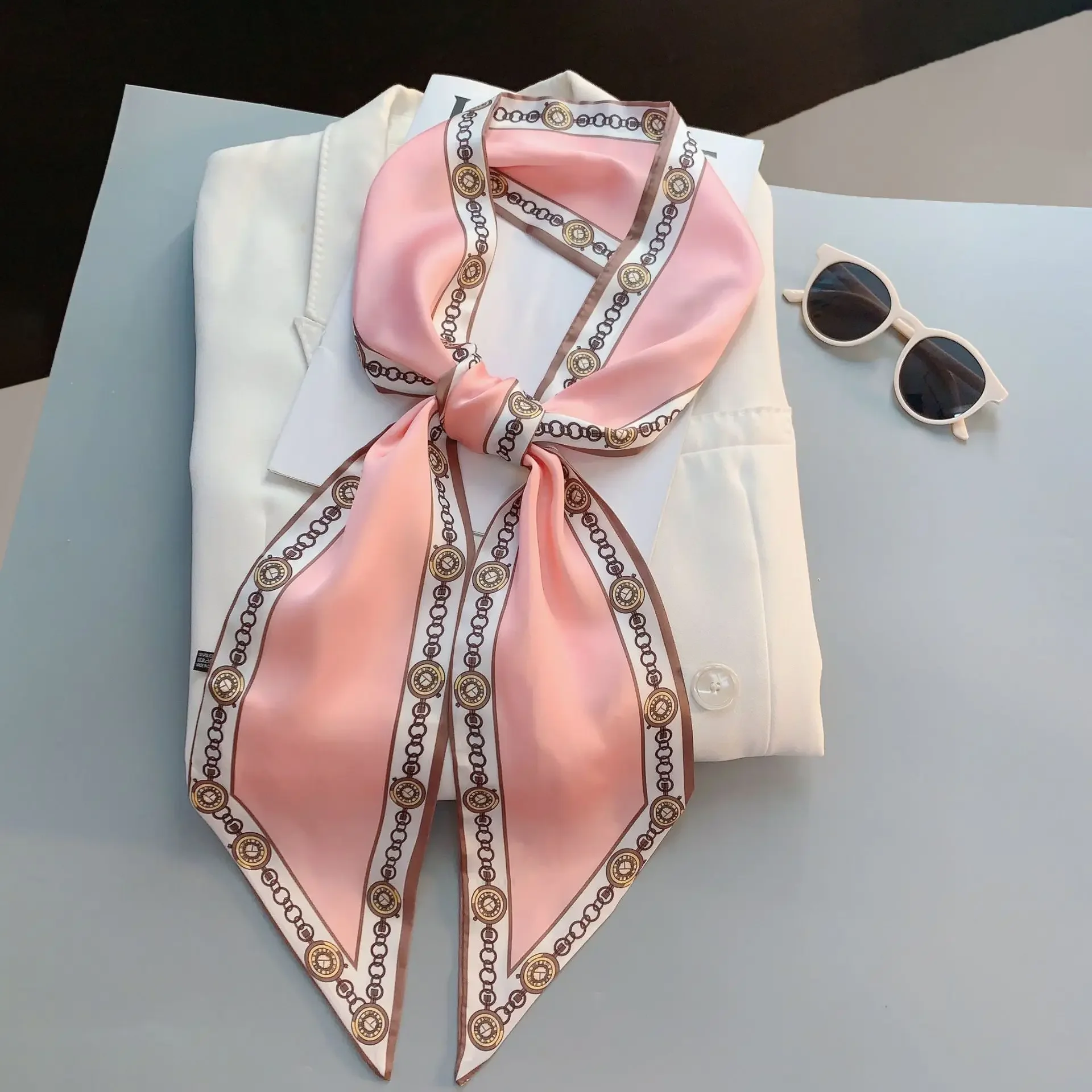 Design Print Skinny Scarf Plai - Luxury Bags Store บทวิจารณ์และราคา