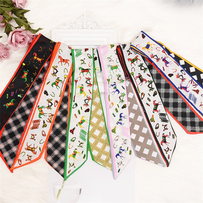 Horse Plaid Skinny Scarf Women - Luxury Bags Store บทวิจารณ์และราคา