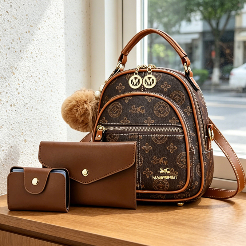 3-piece women's bag set, light - Luxury Bags For You บทวิจารณ์และราคา
