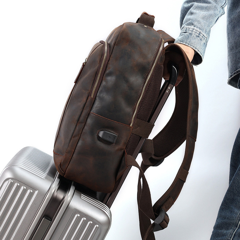 Leather double-shoulder backpa - Genuine Leather Backpack บทวิจารณ์และราคา