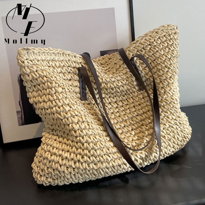Straw Woven Tote Bags Casual L - Luxury Bags Store บทวิจารณ์และราคา
