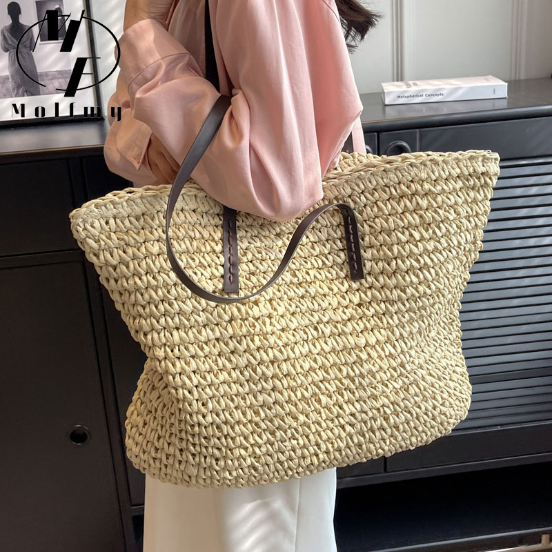 Straw Woven Tote Bags Casual L - Luxury Bags Store บทวิจารณ์และราคา
