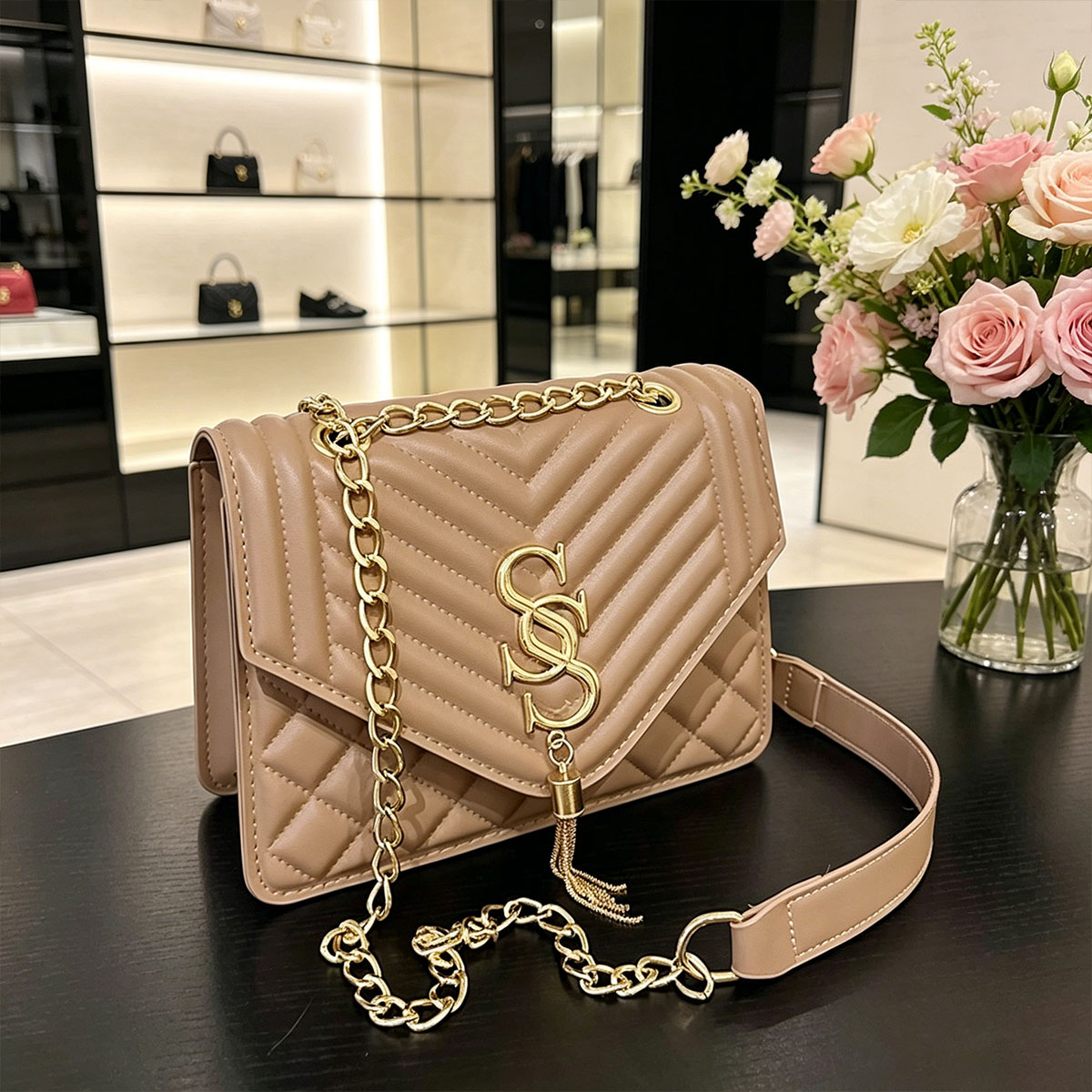 Light Luxury Elegant Argyle Qu - Chain Crossbody Quilted บทวิจารณ์และราคา