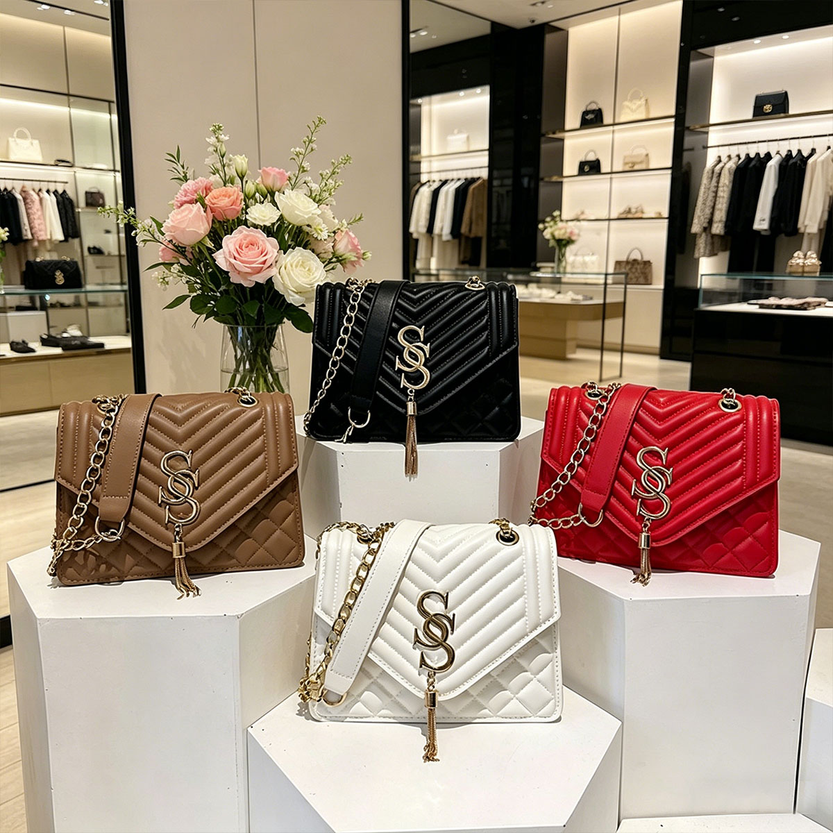 Light Luxury Elegant Argyle Qu - Chain Crossbody Quilted บทวิจารณ์และราคา