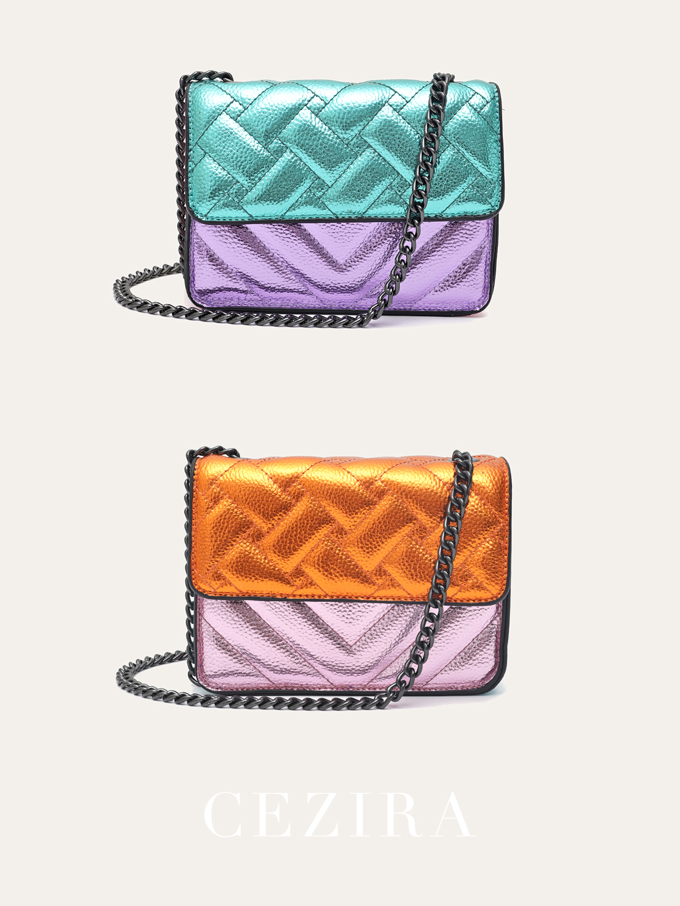 Women PU Leather Handbag Metal - Chain Crossbody Quilted บทวิจารณ์และราคา