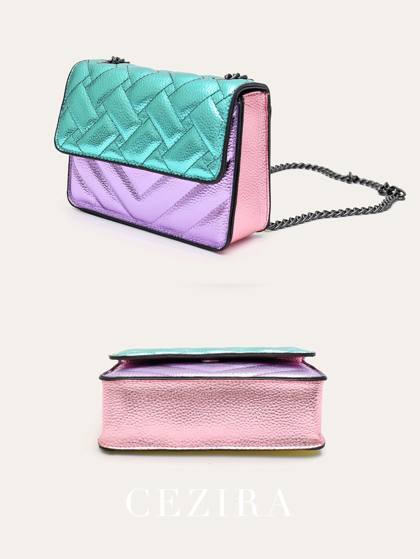 Women PU Leather Handbag Metal - Chain Crossbody Quilted บทวิจารณ์และราคา