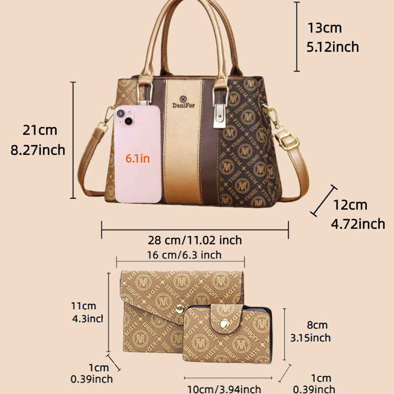 3-piece set of women's handbag - Luxury Bags For You บทวิจารณ์และราคา