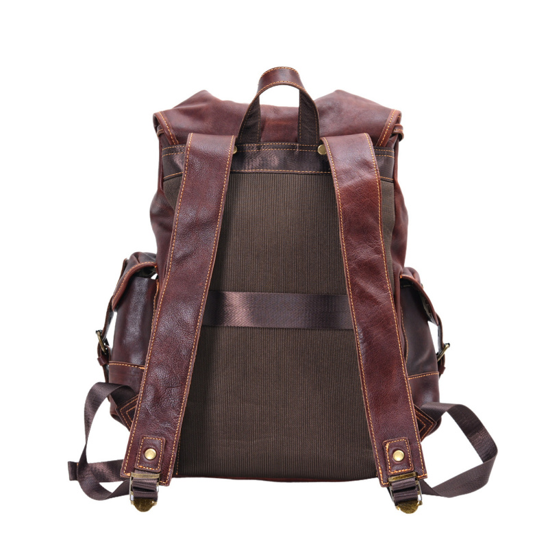 European and American vintage  - Genuine Leather Backpack บทวิจารณ์และราคา