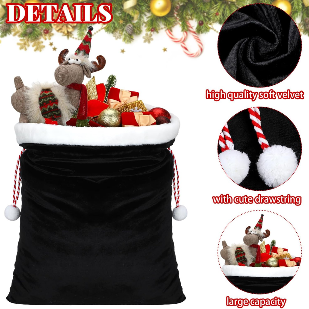Black Santa Sack Bag Faux Fur  - Luxury Xmas Bags บทวิจารณ์และราคา