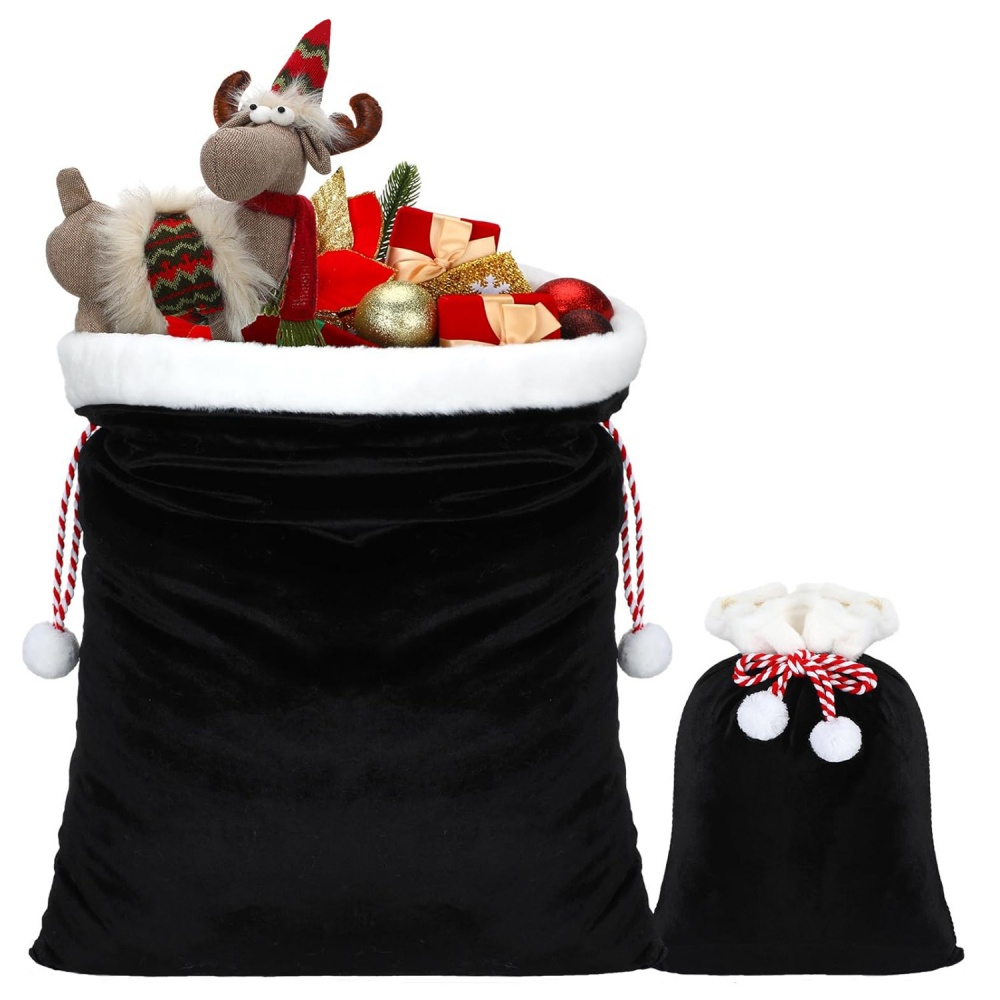 Black Santa Sack Bag Faux Fur  - Luxury Xmas Bags บทวิจารณ์และราคา