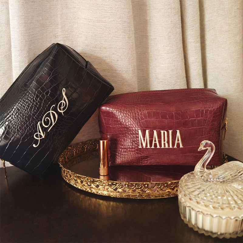 Embroidered Croc Makeup Bag Pe - Luxury Bags Vegan Leather บทวิจารณ์และราคา