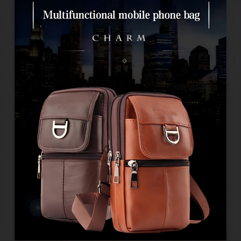 Men's Leather Waist Bag - Larg - Genuine Leather Backpack บทวิจารณ์และราคา